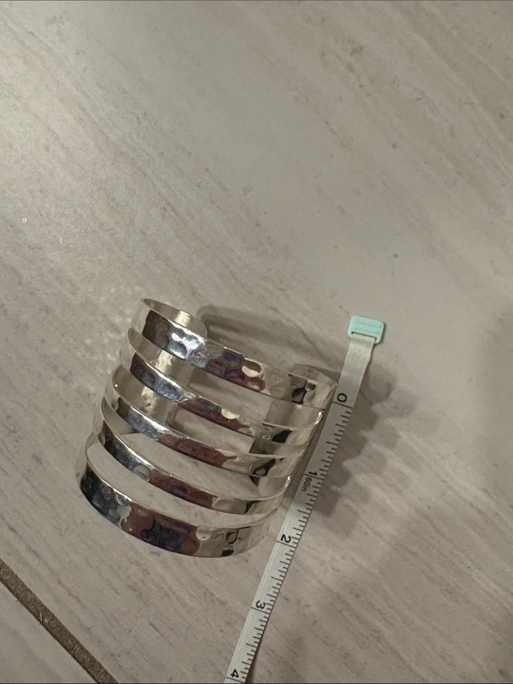 Rustic Cuff Hammered Silver Tone Cuff Bracelet - Black Accents